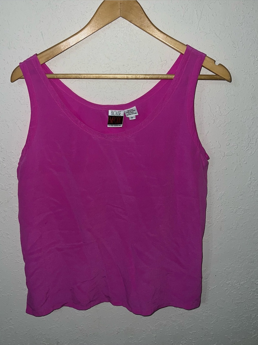 Oleg Cassini 100% Silk Pink Fuchsia Tank Top Blouse Emporio Size 10.